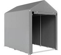 Abri de jardin - Outsunny - imperméable, 2 compartiments, porte enroulable - métal galvanisé - 120x179x165cm - gris clair