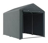 Outsunny Abri de jardin tente de stockage imperméable abri moto porte enroulable fermeture éclair, garage pour vélo et outils rangement et stockage pour vélo moto bois outils, 160x218x172cm gris foncé