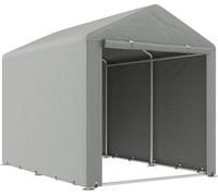 Abri de jardin - Outsunny - porte enroulable fermeture éclair - pour vélo, moto, bois, outils - 160 x 218 x 172 cm - gris clair