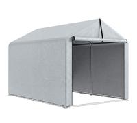 Outsunny Abri de jardin tente de stockage imperméable abri moto porte enroulable, pour vélo moto 162 x 221,5 x 163 cm, gris clair