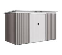 Outsunny Abri de Jardin 3,6 m² Remise à Outils avec kit de fondation en Acier galvanisé avec Portes coulissantes, dim. 280L x 130l x 172H cm, Gris clair