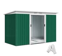 Abri de jardin - remise pour outils - cabanon portes verrouillables - dim. 2,8L x 1,3l x 1,72H m - tôle d'acier vert blanc