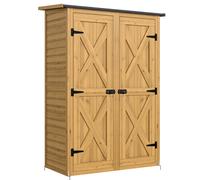 Outsunny Abri de Rangement en Bois, Cabane de Jardin avec 2 Étagères, Marron