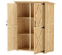 Outsunny Abri de rangement pour jardin, cabane en bois pour outils et équipements de jardin, toit en asphalte, doubles portes, bois de sapin, Brun clair