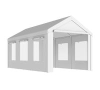 Outsunny Abri de Voiture Tente de Garage Protection UV30+ Hauteur Réglable 6 Fenêtres et Moustiquaire 3x6m Blanc