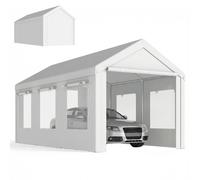 Outsunny Abri de Voiture Tente de Garage Protection UV30+ Hauteur Réglable 6 Fenêtres et Moustiquaire 3x6m Blanc BLANC