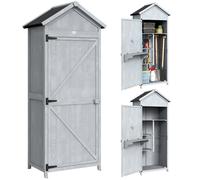 Outsunny Abri en bois, 77x52.5x178cm, Armoire avec établi rabattable