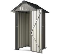 Outsunny Abri métallique 1,17 m², remise avec toit en pignon, ventilation, verrou et gants, 122 x 121 x 192 cm