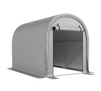 Outsunny Abri Portable 8' x 5', Tente à Vélos Résistante à l'Eau avec Porte à Fermeture Éclair Enroulable et Cadre en Acier Galvanisé, Gris Clair