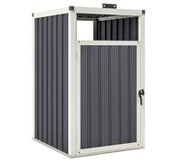 Outsunny Abri pour 1 poubelle 240L cache poubelle extérieur couvercle relevable 180° acier galvanisé 73 x 81 x 122 cm gris foncé