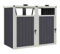 Outsunny Abri pour 2 poubelles 240L cache poubelle extérieur couvercle relevable 180° acier galvanisé 73 x 81 x 122 cm gris foncé