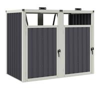 Outsunny Abri pour 2 poubelles 240L Extérieur 146 x 81 x 122 cm Gris Foncé | Cache Poubelle, Porte avec Poignée, Couvercle Relevable à 180°, Acier Galvanisé
