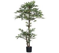 Outsunny Arbre artificiel Ficus H.1,5 m, grand réalisme, tronc & branches, pot inclus
