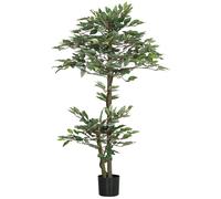 Outsunny Arbre Artificiel Plante Artificiel ficus Hauteur 1,5 m Tronc Branches Liane Lichen Feuilles Grand réalisme Pot Inclus