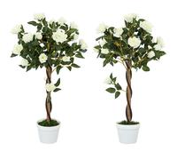 Outsunny Arbre artificiel, Plante artificielle dans un pot en ciment, Plante artificielle