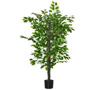 Outsunny Arbre Ficus Artificiel Réaliste 135cm avec 756 Feuilles et Pot Noir pour Intérieur Aosom France