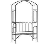 Outsunny Arche à rosiers avec banc pour 2 personnes arceau à rosiers de jardin pour plantes grimpantes 115 x 50 x 203 cm noir