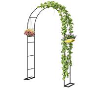 Outsunny Arche de Jardin avec 2 Bases pour Plantes Grimpantes Rosiers Vignes, Arche de Mariage, 145x39x237cm, Noir