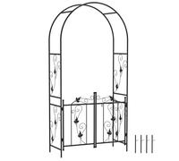 Outsunny Arche de Jardin en Acier, Arceau à rosiers avec Double Porte, pour Plantes grimpantes, rosiers, vignes de glycine, pour décoration de cérémonie, 107 x 45 x 217 cm, Noir