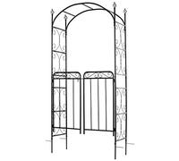 Outsunny Arche décorative de jardin en métal avec portail, patio extérieur, treillis tonnelle pour plantes grimpantes, arche antique, noir antique - 108 x 45 x 215 cm (L x l x H)