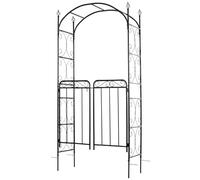 Outsunny Arche Métallique Décorative avec Porte, Treillis de Patio | Pour plantes grimpantes, noir antique, 108L x 45l x 215H cm arche extérieure