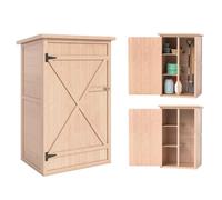 Outsunny Armoire de jardin sapin pré-huilé - toit bitumé incliné, porte verrouillable, 2 étagères
