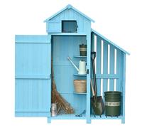 Outsunny Armoire abri de Jardin Remise pour Outils 3 étagères 2 Portes loquets + Range-bûches Toit Pente bitumé Bois Sapin traité Bleu