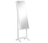 Outsunny Armoire Bijouterie Miroir Multifonction Porte Verrouillable Angle Ajustable Blanc Élégant Aosom France