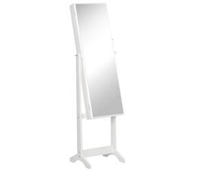 Outsunny Armoire Bijouterie Miroir Multifonction Porte Verrouillable Angle Ajustable Blanc Élégant Aosom France