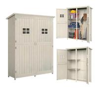 Outsunny Abri de jardin armoire outils bois sapin 2 étagères 2 portes gris 127,5x50x164cm