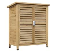 Armoire de jardin - Outsunny - abri remise outils sur pied étagère portes persiennes toit bitumé - bois - 87x46,5x96,5cm - jaune