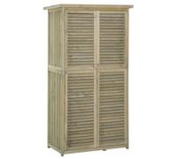 Outsunny Armoire de Jardin Double Porte Toit Bitumé 74 x 43 x 88 cm Gris | sur Pied, Étagère, Toit Relevable, Bois Massif de Sapin, Meuble Extérieur