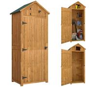 Outsunny Armoire de Jardin extérieur abri de Jardin en Bois abri pour Outils 3 étagères 2 Portes loquets Toit Pente bitumé Rangement et Stockage extérieurs pour terrasse 77 x 54 x 179 cm Jaune
