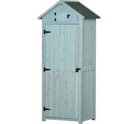 Outsunny Armoire de jardin extérieur abri de jardin en bois abri pour outils 3 étagères 2 Portes loquets Toit Pente bitumé rangement et stockage extérieurs pour terrasse 77 x 54 x 179 cm Gris