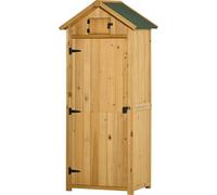 Outsunny Armoire de jardin extérieur abri de jardin en bois abri pour outils 3 étagères 2 Portes loquets Toit Pente bitumé rangement et stockage extérieurs pour terrasse 77 x 54 x 179 cm jaune