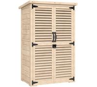 Outsunny Armoire de jardin remise pour outils en bois 2 étagères toit bitumé portes persiennes verrouillable 75 x 50 x 118