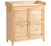Outsunny Armoire de jardin sur pied placard avec double porte et étagère interne en bois massif sapin pré-huilé dim. 83L x 40l x 92H cm naturel