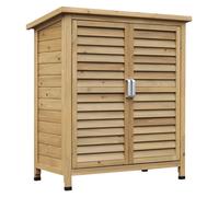 Outsunny Armoire de jardin abri outils étagère portes persiennes toit bitumé 87x46,5x96,5cm jaune