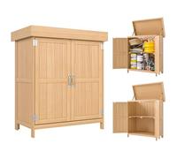 Outsunny Armoire de Jardin sur Pied Double Porte étagère et Toit bitumé relevable dim. 74L x 43l x 88H cm Bois Massif de Sapin