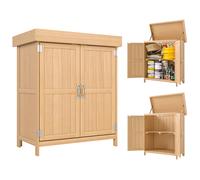 Outsunny Armoire de Jardin sur Pied Double Porte étagère et Toit bitumé relevable dim. 74L x 43l x 88H cm Bois Massif de Sapin