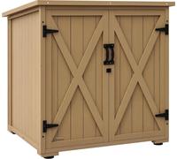 Outsunny Armoire de rangement en bois pour le jardin, Double Porte étagère réglable et Toit bitumé étanche bois sapin pré-huilé - dim. 77,5L x 88l x 83/90H cm