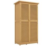 Outsunny Armoire Jardin Toit Asphalte Porte Lattes Jaune 87x46.5x160cm | Bois, Abri à outils, Maison à outils, Armoire à outils, Abri de jardin, 4 compartiments