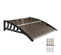 Outsunny Auvent de Porte d'entrée Protection Pluie UV 103x96,5cm Marron | Toit Marquise de Porte Exterieur, Polycarbonate et Profil Aluminium, Résistante, Toit Abri, pour Terrasse, Balcon