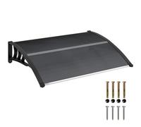 Outsunny Auvent de Porte Entrée Polycarbonate Anti-UV 100x75cm Noir | Toit Marquise de Porte Exterieur, Profil Aluminium, Résistante, Toit Abri, Protection Pluie, Terrasse Balcon