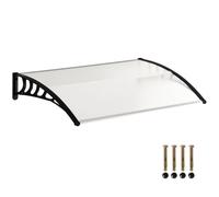 Outsunny Auvent de Porte Entrée Polycarbonate Anti-UV 122x89cm Blanc | Toit Marquise de Porte Exterieur, Profil Aluminium, Résistante, Toit Abri, Protection Pluie, Terrasse Balcon