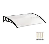 Outsunny Auvent de Porte Entrée Polycarbonate Anti-UV 150x90cm Blanc | Toit Marquise de Porte Exterieur, Profil Aluminium, Résistante, Toit Abri, Protection Pluie, Terrasse Balcon
