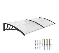 Outsunny Auvent de Porte Entrée Polycarbonate Anti-UV 195x75cm Transparent | Toit Marquise de Porte Exterieur, Profil Aluminium, Résistante, Toit Abri, Protection Pluie, Terrasse Balcon