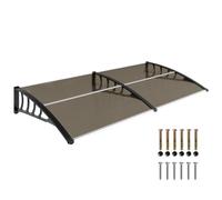 Outsunny Auvent de Porte Entrée Polycarbonate Anti-UV 200x96 cm Marron | Toit Marquise de Porte Exterieur, Profil Aluminium, Résistante, Toit Abri, Protection Pluie, Terrasse Balcon