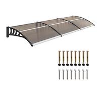 Outsunny Auvent de Porte Entrée Polycarbonate Anti-UV 303x96cm Marron | Toit Marquise de Porte Exterieur, Profil Aluminium, Résistante, Toit Abri, Protection Pluie, Terrasse Balcon