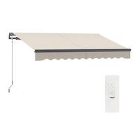 Outsunny Auvent électrique rétractable et manuel avec télécommande, 3 x 2,5 m, auvent d'extérieur et terrasse enroulable avec manivelle, cadre en aluminium et protection UV30+ pour jardin, porte